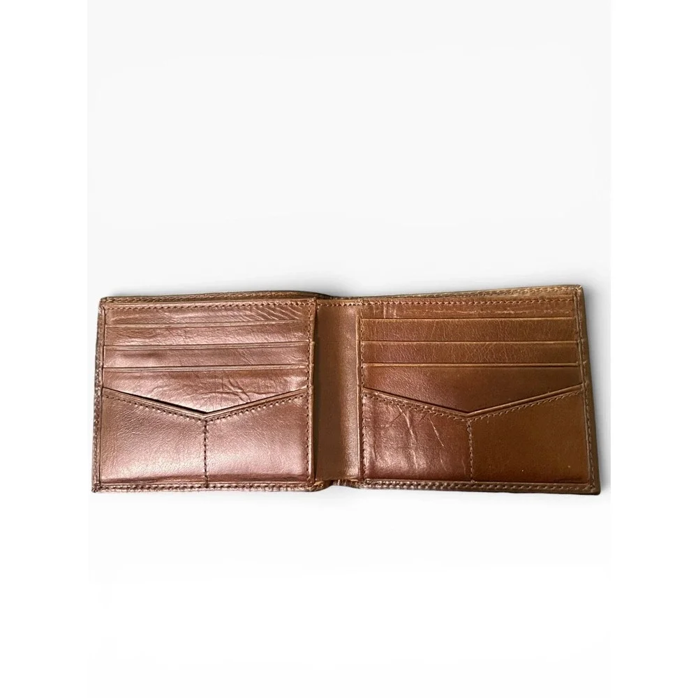 Fossil Genuine Leather Bifold Wallet - Distressed Caramel Brown